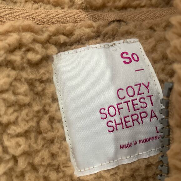 So Jacket Large Hood Cozy Softest Sherpa Faux Fur Cabincore Sherling Sweater - Picture 6 of 8